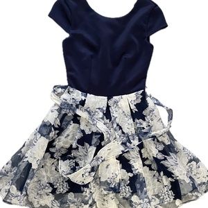 Polyester blue and white dress